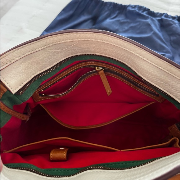 Dooney & Bourke White and Brown Leather Handbag with Wallet - Picture 3 of 6